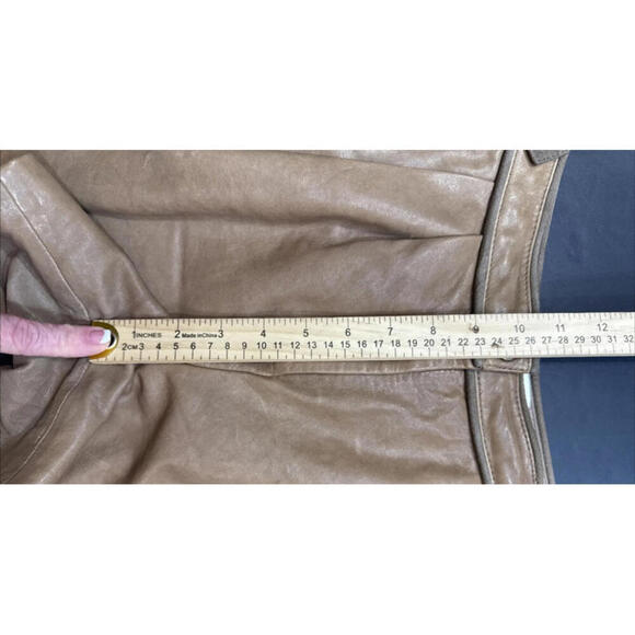 Tibi Brown 100% Lamb Leather Shorts Designer City Chic Classic Front Zip Lined 4 - Picture 9 of 15